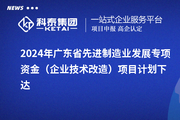 2024年广东省先进制造业发展专项资金（企业技术改造）项目计划下达