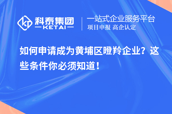 如何申请成为黄埔区瞪羚企业？这些条件你必须知道！