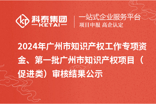 2024年广州市知识产权工作专项资金、第一批广州市知识产权项目（促进类）审核结果公示