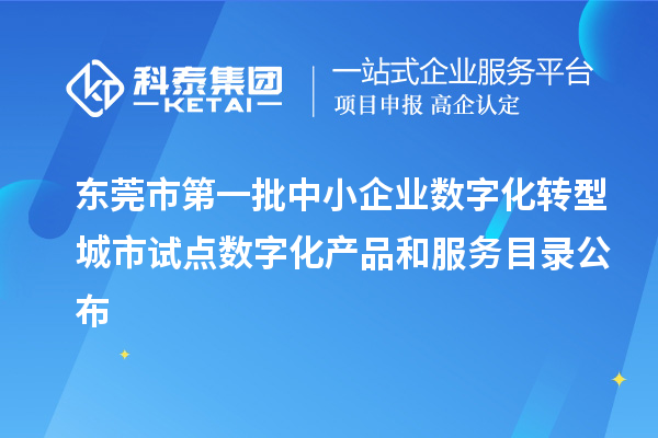 东莞市第一批中小企业数字化转型城市试点数字化产品和服务目录公布