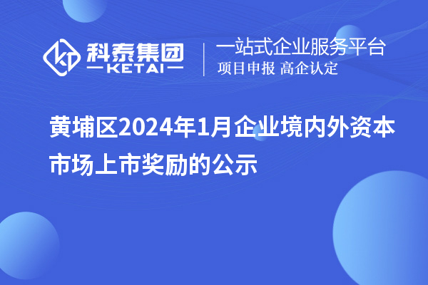 黄埔区2024年1月企业境内外资本市场上市奖励的公示