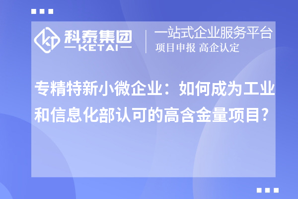 专精特新小微企业：如何成为工业和信息化部认可的高含金量项目?