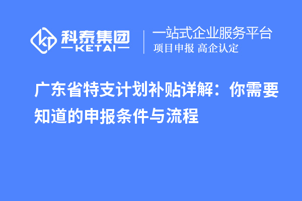 广东省特支计划补贴详解：你需要知道的申报条件与流程