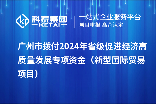 广州市拨付2024年省级促进经济高质量发展专项资金（新型国际贸易项目）