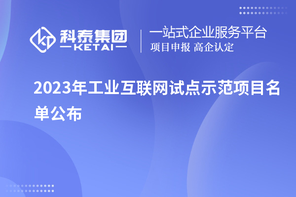 2023年工业互联网试点示范项目名单公布