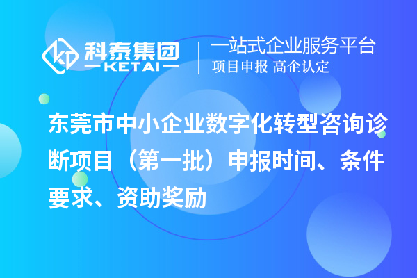 东莞市中小企业数字化转型咨询诊断项目（第一批）申报时间、条件要求、资助奖励