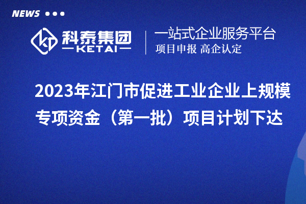 2023年江门市促进工业企业上规模专项资金（第一批）项目计划下达