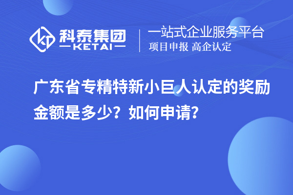 广东省专精特新小巨人认定的奖励金额是多少？如何申请？