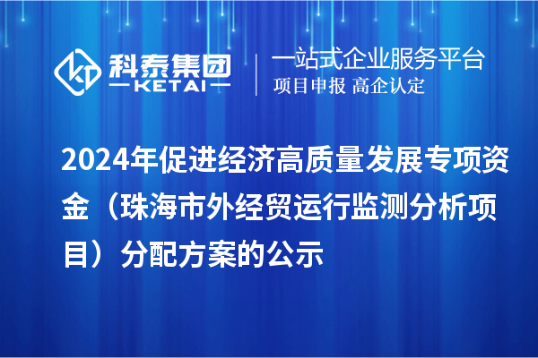 2024年促进经济高质量发展专项资金（珠海市外经贸运行监测分析项目）分配方案的公示