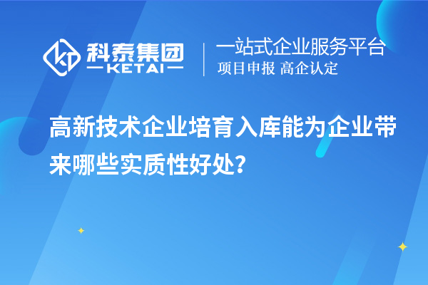 高新技术企业培育入库能为企业带来哪些实质性好处？