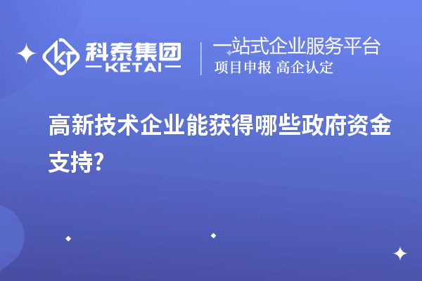 高新技术企业能获得哪些政府资金支持?