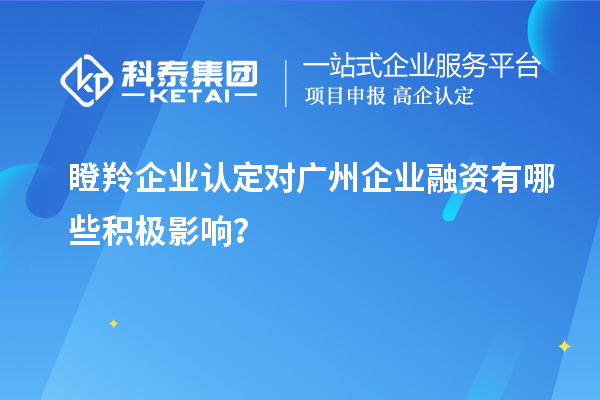 瞪羚企业认定对广州企业融资有哪些积极影响？