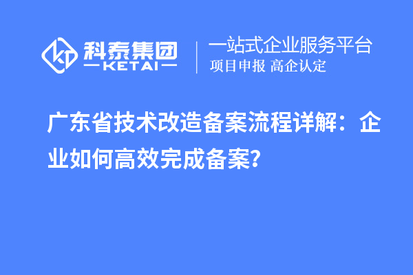 广东省技术改造备案流程详解：企业如何高效完成备案？