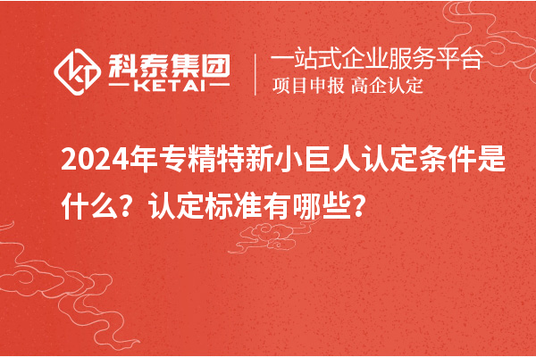 2024年专精特新小巨人认定条件是什么？认定标准有哪些？