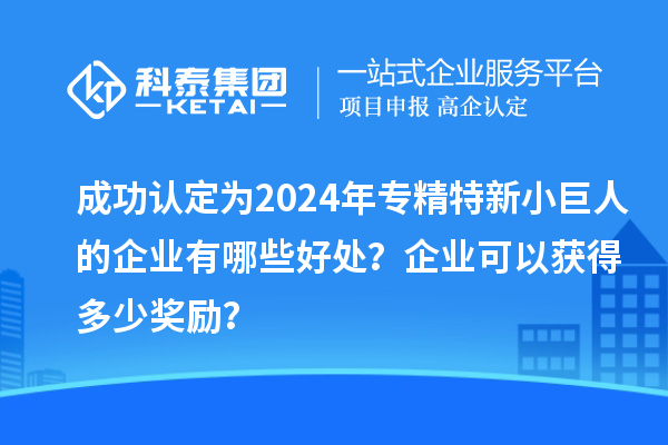 成功认定为2024年专精特新小巨人的企业有哪些好处？企业可以获得多少奖励？