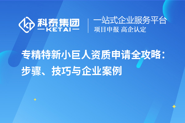 专精特新小巨人资质申请全攻略：步骤、技巧与企业案例