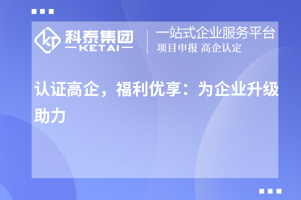 认证高企，福利优享：为企业升级助力