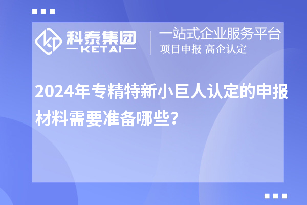 2024年专精特新小巨人认定的申报材料需要准备哪些？