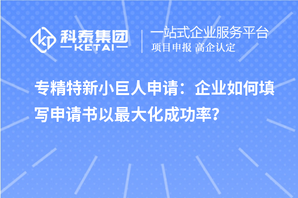 专精特新小巨人申请：企业如何填写申请书以最大化成功率？