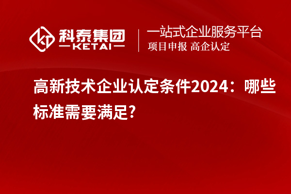 
条件2024：哪些标准需要满足?