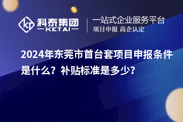 2024年东莞市首台套项目申报条件是什么？补贴标准是多少？