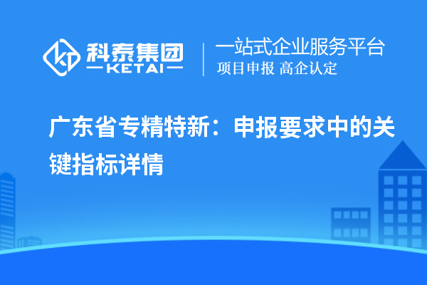 广东省专精特新：申报要求中的关键指标详情