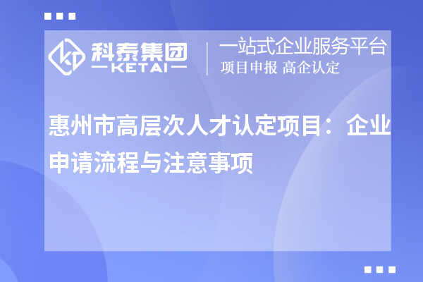 惠州市高层次人才认定项目：企业申请流程与注意事项