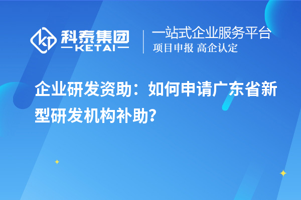 企业研发资助：如何申请广东省新型研发机构补助？