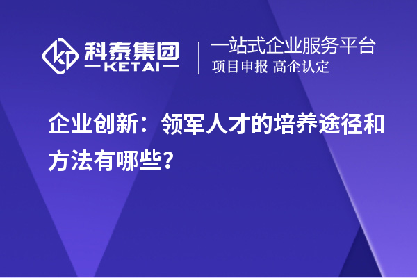 企业创新：领军人才的培养途径和方法有哪些？