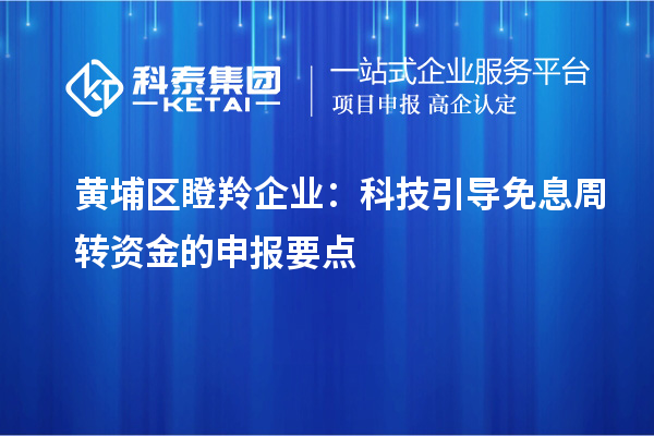 黄埔区瞪羚企业：科技引导免息周转资金的申报要点