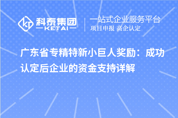 广东省专精特新小巨人奖励：成功认定后企业的资金支持详解