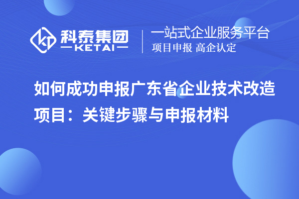 如何成功申报广东省企业技术改造项目：关键步骤与申报材料