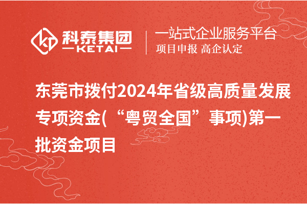 东莞市拨付2024年省级高质量发展专项资金(“粤贸全国”事项)第一批资金项目