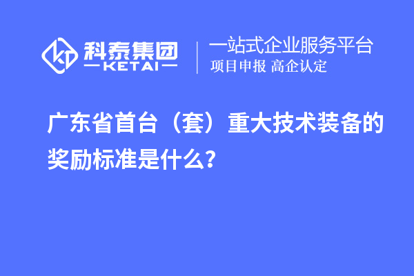 广东省首台（套）重大技术装备的奖励标准是什么？