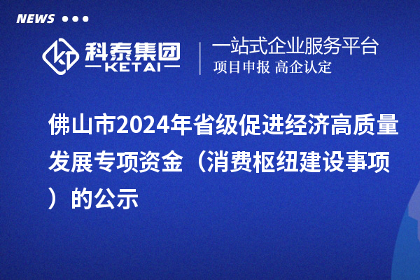 佛山市2024年省级促进经济高质量发展专项资金（消费枢纽建设事项）的公示