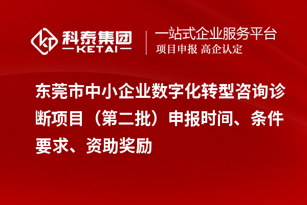 东莞市中小企业数字化转型咨询诊断项目（第二批）申报时间、条件要求、资助奖励