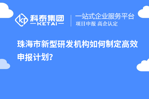 珠海市新型研发机构如何制定高效申报计划？