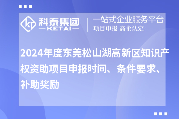 2024年度东莞松山湖高新区知识产权资助项目申报时间、条件要求、补助奖励