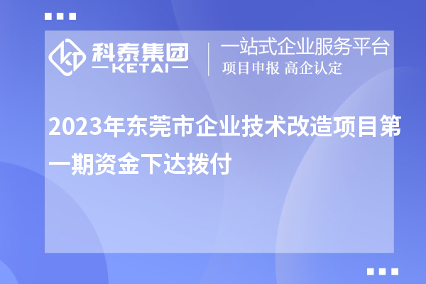 2023年东莞市企业技术改造项目第一期资金下达拨付