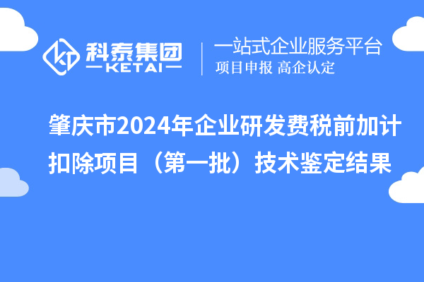 肇庆市2024年企业研发费税前加计扣除项目（第一批）技术鉴定结果