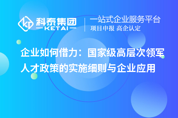 企业如何借力：国家级高层次领军人才政策的实施细则与企业应用