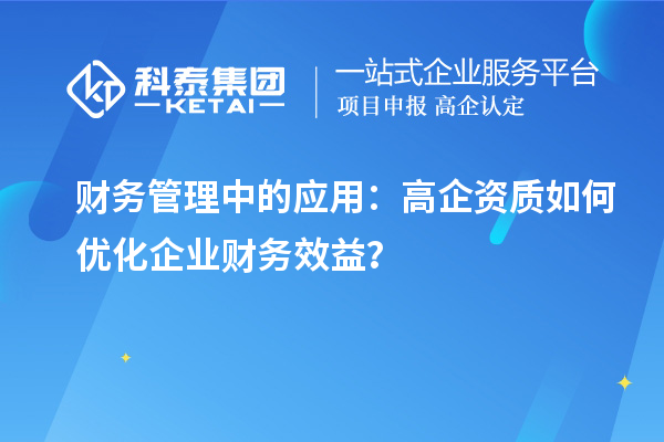 财务管理中的应用：高企资质如何优化企业财务效益？