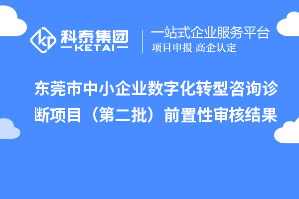 东莞市中小企业数字化转型咨询诊断项目（第二批）前置性审核结果