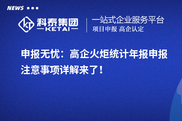 申报无忧：高企火炬统计年报申报注意事项详解来了！