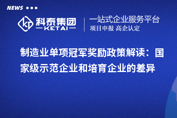 制造业单项冠军奖励政策解读：国家级示范企业和培育企业的差异