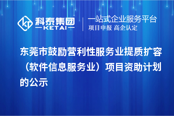 东莞市鼓励营利性服务业提质扩容（软件信息服务业）项目资助计划的公示