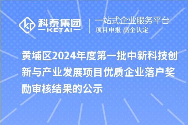 黄埔区2024年度第一批中新科技创新与产业发展项目优质企业落户奖励审核结果的公示