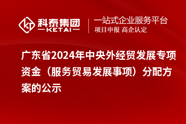 广东省2024年中央外经贸发展专项资金（服务贸易发展事项）分配方案的公示