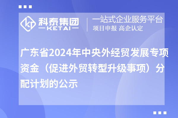 广东省2024年中央外经贸发展专项资金（促进外贸转型升级事项）分配计划的公示