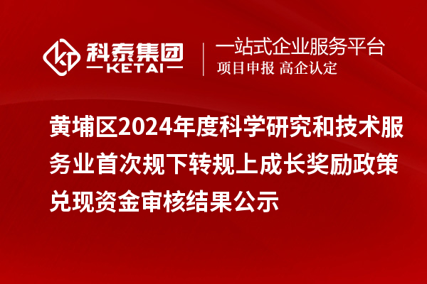 黄埔区2024年度科学研究和技术服务业首次规下转规上成长奖励政策兑现资金审核结果公示